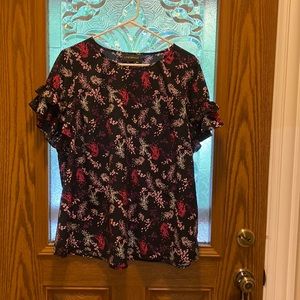 Lane Bryant dark navy floral blouse